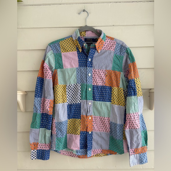 Polo Ralph Lauren Other - Polo Ralph Lauren Men's Patchwork Seersucker Long Sleeve Button Shirt Size S